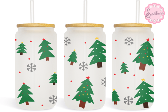 16oz Libbey Glass Can Christmas Trees