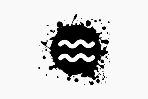 Aquarius Zodiac Sign Splat Ink