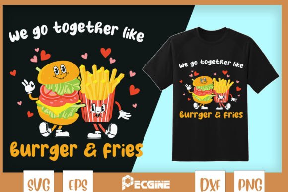 Burger Fries Couple Valentine Fasfood