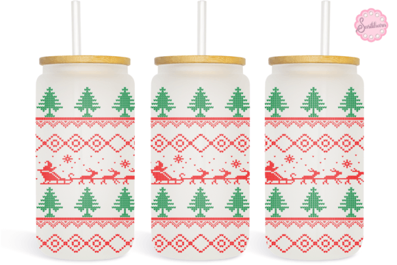 Knitted Christmas 16 Oz Libbey Glass Can