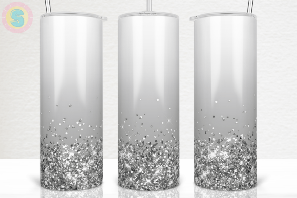 Silver Glitter Ombre Sublimation Design