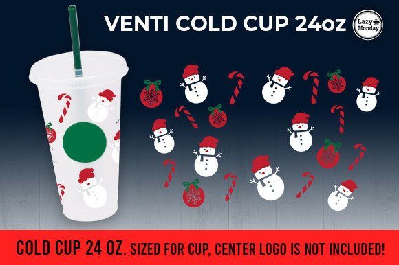 Snowman Candy Crane Christmas 24oz Venti