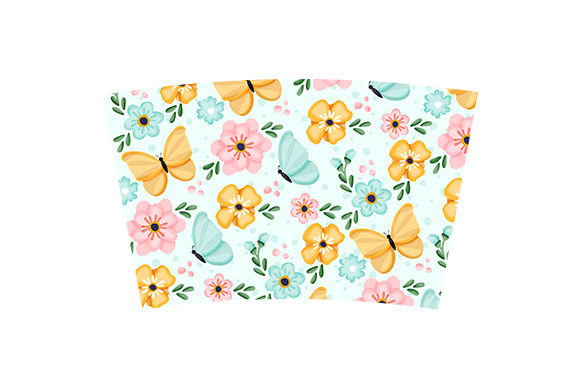 Tumbler Burst Wrap 16 Oz Flowers and Butterflies